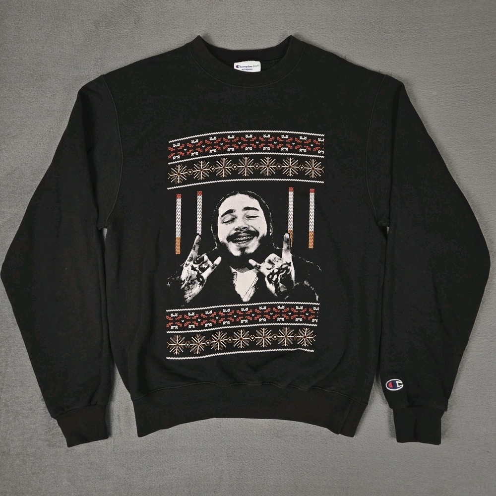 Post Malone Barstool Sports Champion Sweatshirt Mens Small Christmas Black